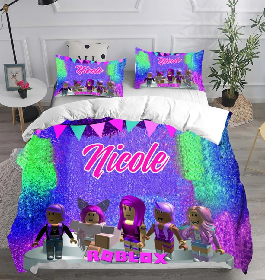 Personalized Roblox Girl Bedding Set Roblox Girl Beddset Roblox Girl Characters Kids Gift